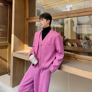 早春新款假两件款西服外套男韩版潮流休闲西装潮A452--6445--P135图片