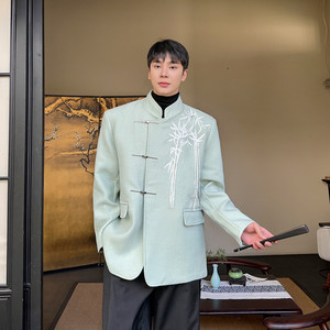 冬装新款新中式毛呢刺绣立领西装男时尚潮流西服A452--6443--P165图片
