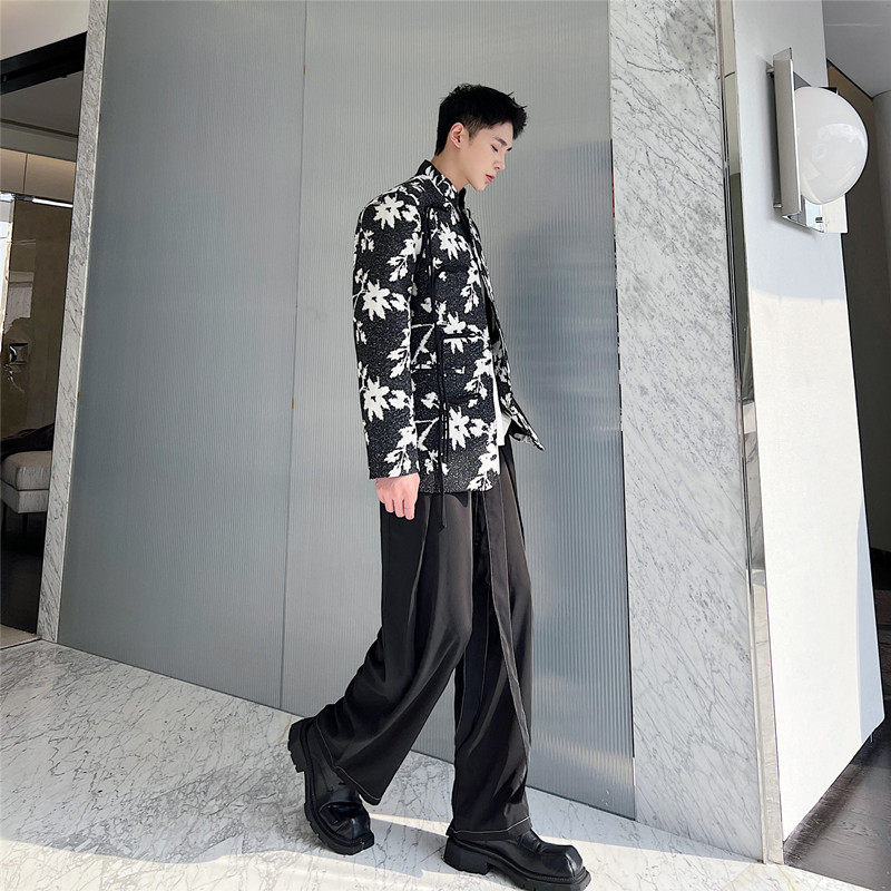 冬款新中式立领中山装西服外套男潮风印花西装A452--6326--P145,男装西服套装,电商A452
