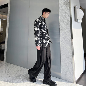 冬款新中式立领中山装西服外套男潮风印花西装A452--6326--P145图片