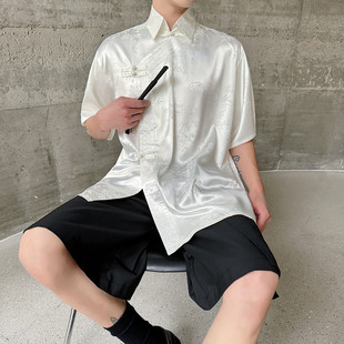 短袖 衬衫 复古盘扣暗纹半袖 夏装 H172 新中式 上衣A452 P105 改良版