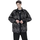 特制花纹亮片长袖衬衫时尚夜店风舞台装造型师上衣A452--H31--P85，男装衬衫，电商A452