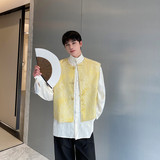 定制面料浮光暗纹黄色坎肩上衣百搭风马甲A452--6463--P115，男装背心/马甲，电商A452