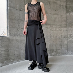 H154 潮流武士裙A452 P95 暗黑风设计不规则下摆休闲裙个性 新款
