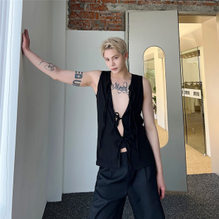 6351 小众设计禁欲系修身 坎肩A452 背心男潮流百搭个性 P65 无袖