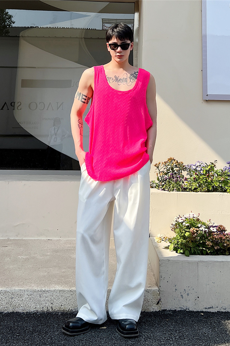 夏上新纯色简约背心男时髦度假风亮色无袖上衣潮A452--6258--P65,男装背心/马甲,电商A452