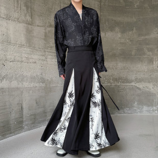 6477 绑带长裙复古拼接无性别长裙A452 P115 国潮风一片式 新款