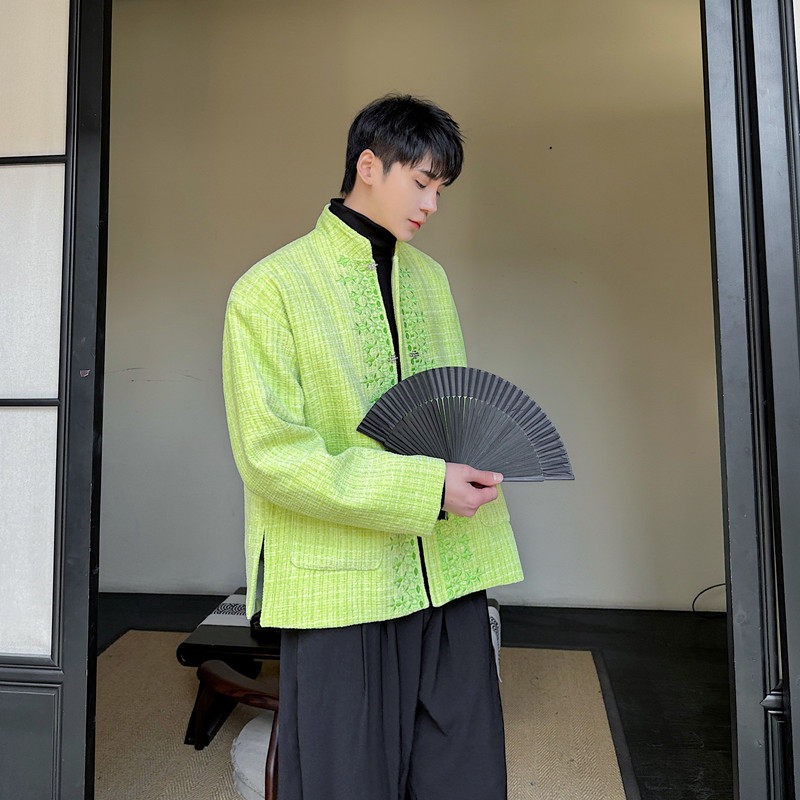 新款改良版风立领西服外套个性刺绣复古夹克A452--6473--P165,男装西服,电商A452