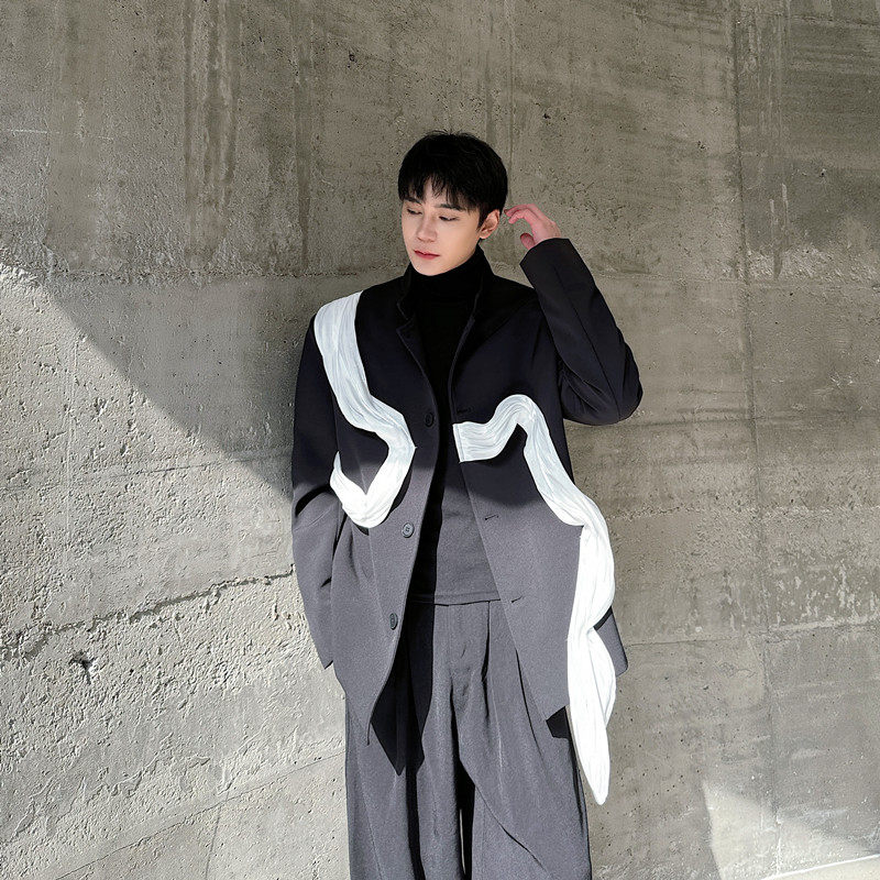 暗黑小众设计立体飘带高级感西服外套A452--6480--P165,男装西服,电商A452