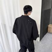 新款 P135 6270 暗黑风个性 车线设计翻领小夹克潮流休闲外套A452