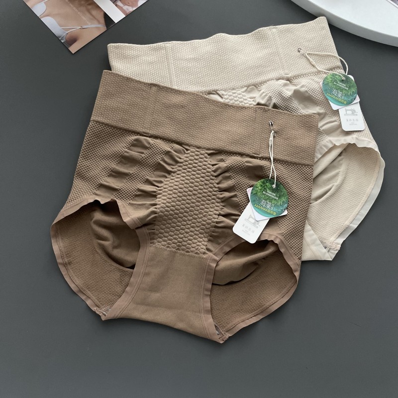俏织蜂窝美体内裤鱼骨防卷边宽边收腹束腰蜜桃提臀产后收肚子裤头