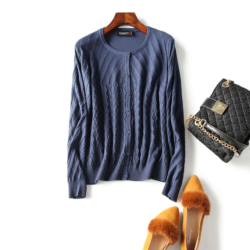 春季薄外套单排扣桑蚕丝针织开衫