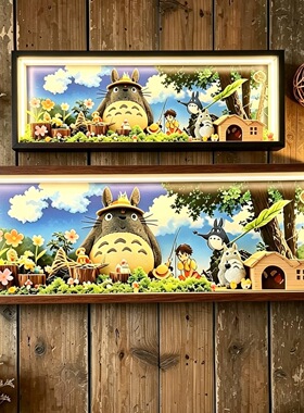 带灯立体中空相框10cm深抽拉手办盲盒积木模型diy造景展示框定制