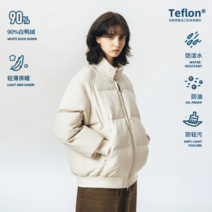 714street特氟龙三防羽绒服男女秋冬户外加厚夹克立领保暖外套