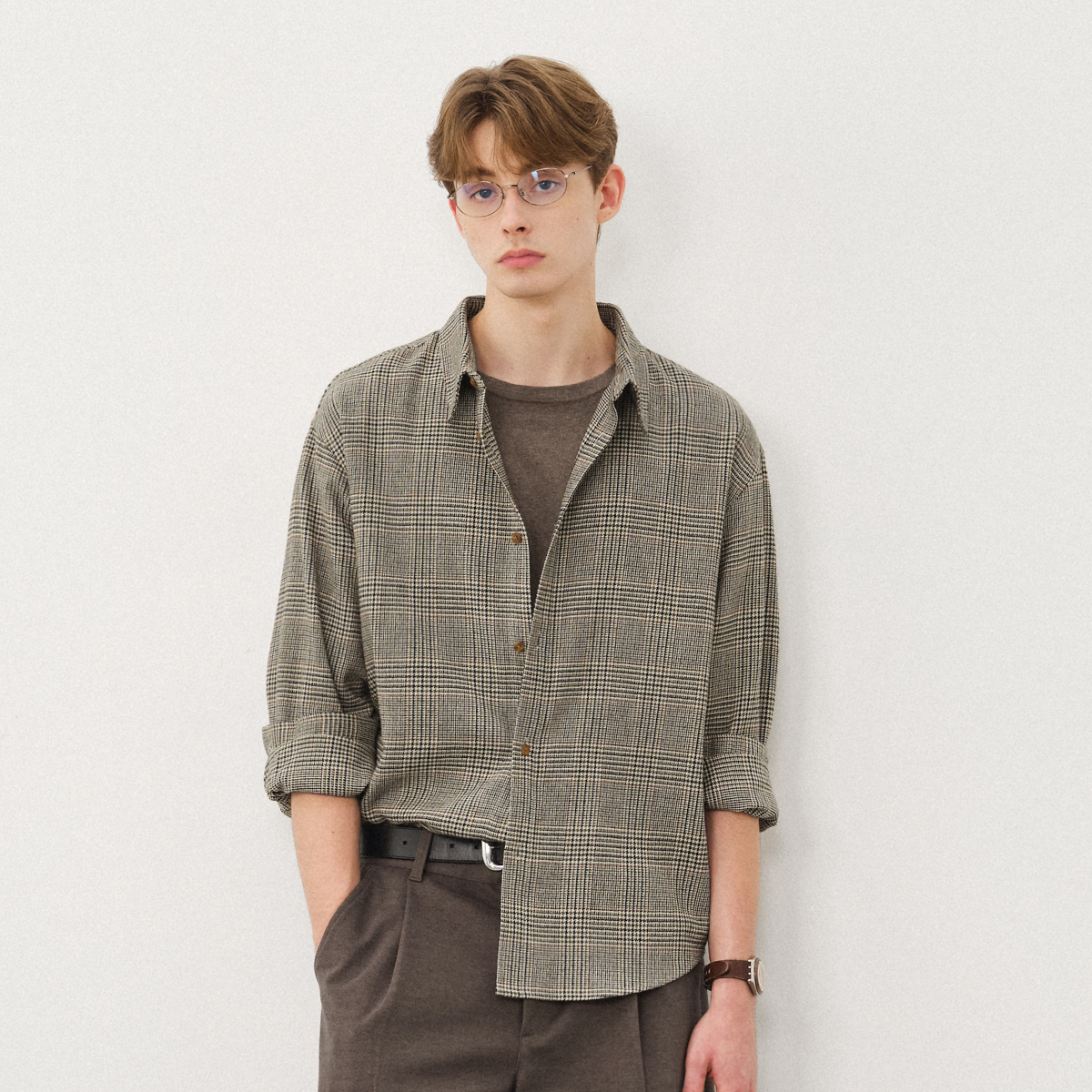 714street千鸟格长袖衬衫