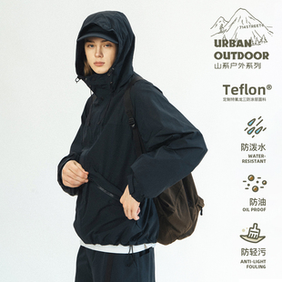 戶外登山服連帽夾克 714street特氟龍沖鋒衣外套男女2023春秋新款