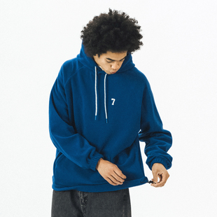 外套宽松潮牌上衣日系帽衫 714street摇粒绒连帽卫衣男情侣装 秋季