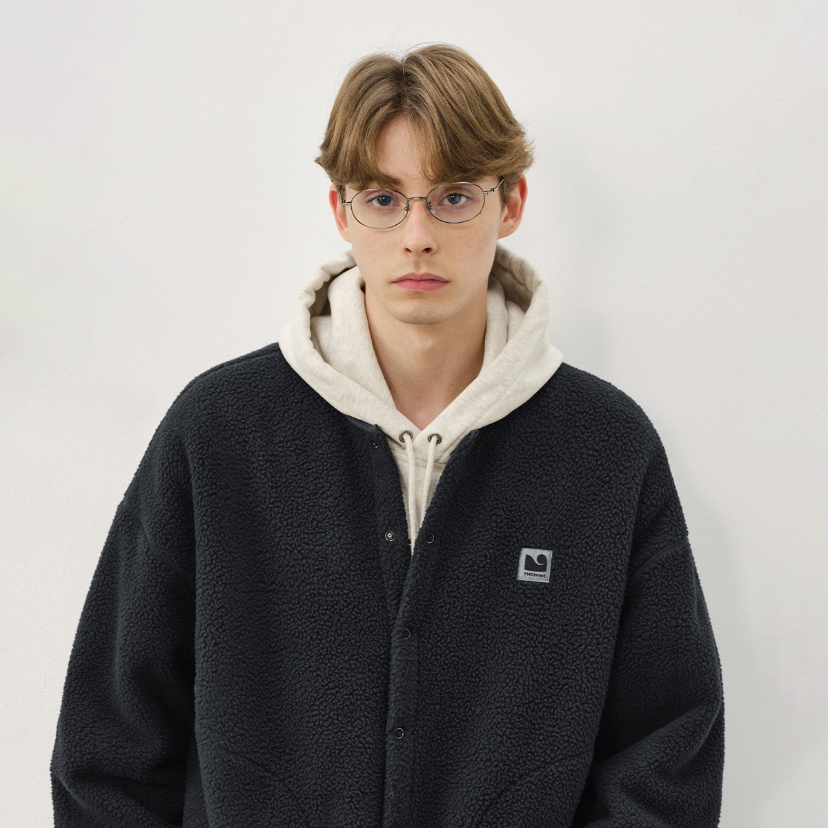 714street羊羔绒无领开衫