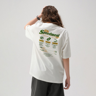 国潮情侣装 714street夏季 T恤男2025新款 复古餐饮菜单印花短袖 美式