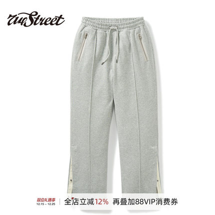 714street冬季新款重磅500g宽松解构抓绒卫裤男休闲裤潮流直筒裤