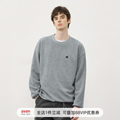 714street美式 复古圆领卫衣男2025秋冬摇粒绒外套宽松情侣长袖 T恤