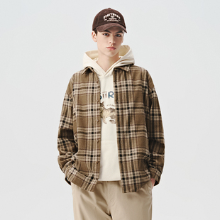 新款 714street重磅美式 男2024秋季 衬衫 宽松情侣外套 复古格子长袖