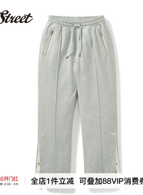 714street冬季新款重磅500g宽松解构抓绒卫裤男休闲裤潮流直筒裤