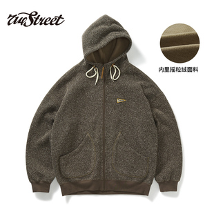 宽松针织开衫 卫衣男情侣装 高级感纹理连帽开衫 714street秋冬新款