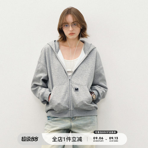 714street基础短廓连帽开衫卫衣