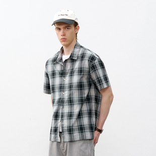 714street渐变格纹短袖 衬衫