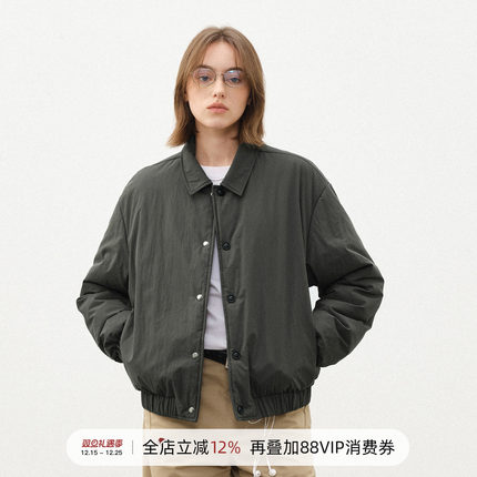 714street廓形翻领棉服男2025秋冬款cleanfit肌理感衬衫夹克外套