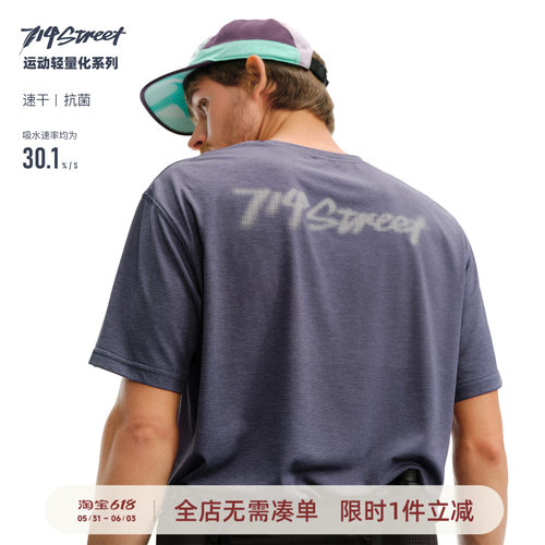 714street格子肌理反光印花短袖