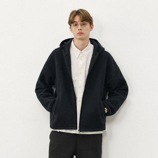 714street纯色羊羔绒连帽夹克百搭宽松2025新款 棉服男秋冬 工装