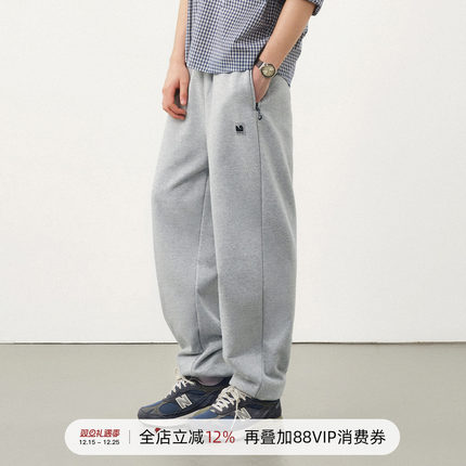 714street加绒束脚休闲裤美式运动灰色卫裤男款2025冬季直筒长裤