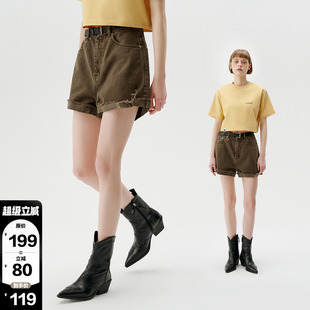 熱褲 714street潮牌女士水洗牛仔短褲 新款 破洞做舊五分褲 2024夏季