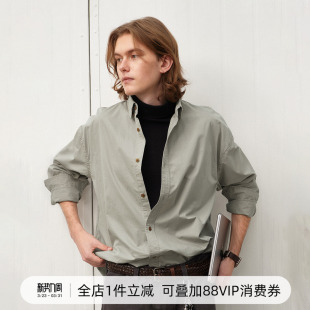 新款 男2025春季 日系休闲外套 衬衫 714street宽松落肩水洗做旧长袖