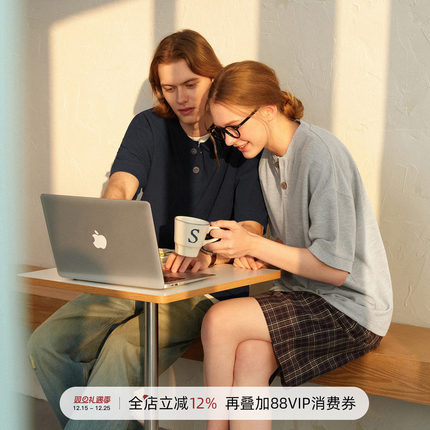 714street夏季重磅日系华夫格短袖T恤男新款国潮亨利领上衣情侣装