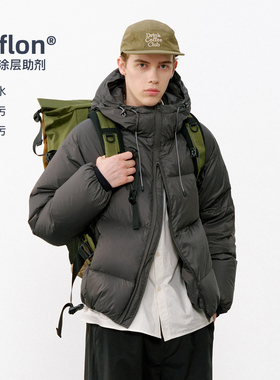 714street轻盈户外连帽羽绒服男2025冬季保暖90白鸭绒三防厚外套