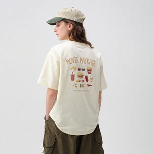 情侣装 T恤男2025新款 上衣 电影套餐印花竹节纹理短袖 714street夏季