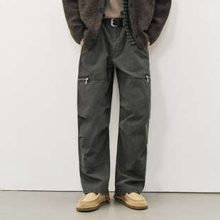 男2025秋季 裤 美式 工装 宽松长裤 714street水洗做旧纯棉帆布伞兵裤