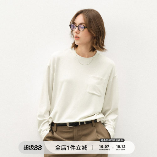 714street美丽诺羊毛混纺长袖T恤