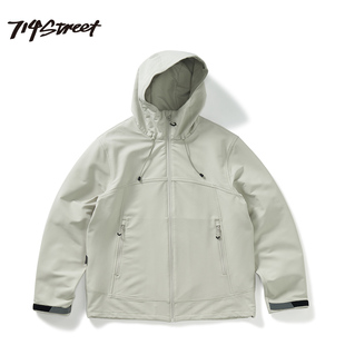 714street山系户外防水防风夹克男徒步登山服秋冬加绒冲锋衣外套