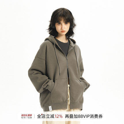 714street连帽卫衣男女潮牌拉链开衫日系复古情侣装秋季夹克外套