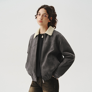 外套 羊羔绒工装 714street秋冬美式 复古麂皮绒翻领夹克男2024新款