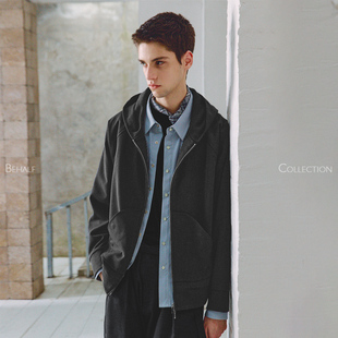 绒面极简开衫 层次抽皱 连帽卫衣 弧型口袋 714street高端线BEHALF