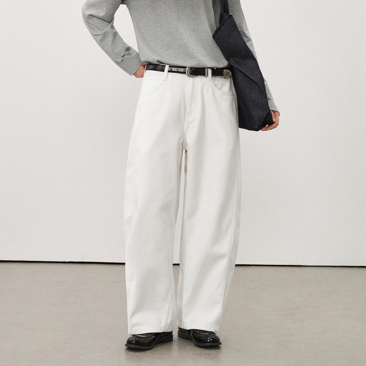 714street秋季水洗纯棉弯刀裤男2025新款休闲裤潮牌宽松直筒长裤