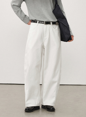 714street秋季水洗纯棉弯刀裤男2025新款休闲裤潮牌宽松直筒长裤