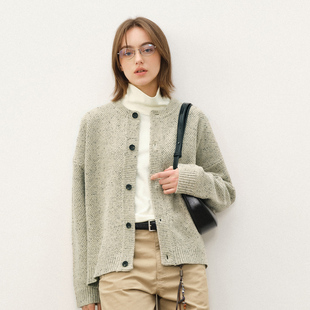 714street羊毛混纺桂花针毛衣男2025秋冬立体宽松针织衫 外套 开衫