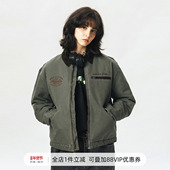 714street外套男秋冬加厚保暖上衣翻领夹棉夹克日系复古短款 棉服