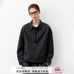 714street提花肌理条纹翻领夹克